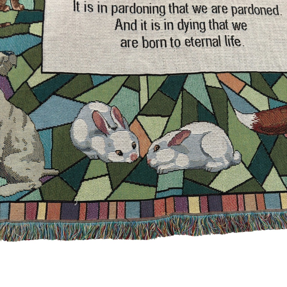 Prayer of Saint Francis Woven Throw‎ Blanket Animals Dove Tapestry Pure Weavers - Picture 6 of 12